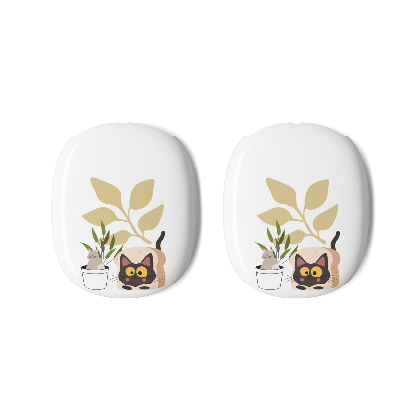 AirPods Max Case — Cute Cat & Potted Plants Protective Shell