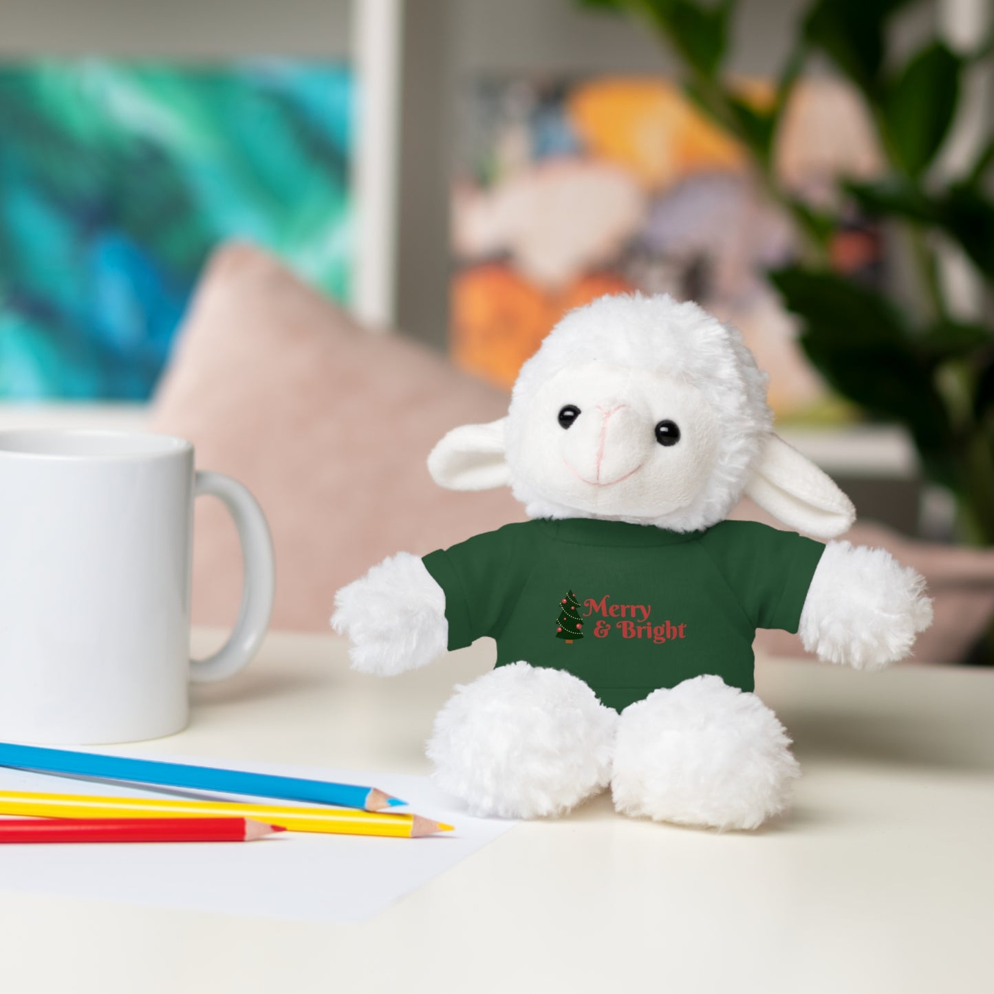 Holiday Teddy Bear with "Merry & Bright" Tee
