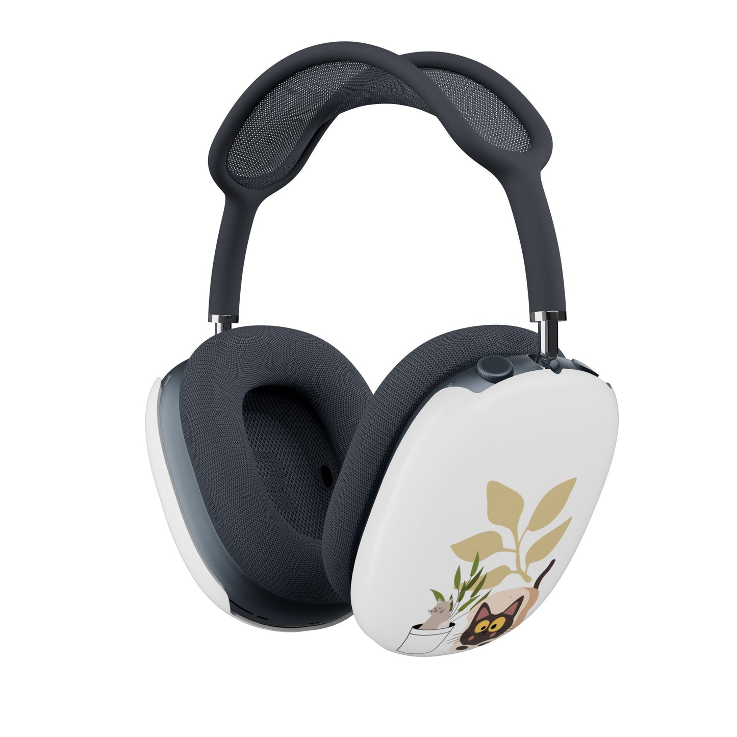 AirPods Max Case — Cute Cat & Potted Plants Protective Shell